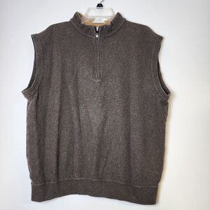 Peter Millar Sweater Vest Men's Extra Large Brown 1/4 Zip Golf Performance Knit‎